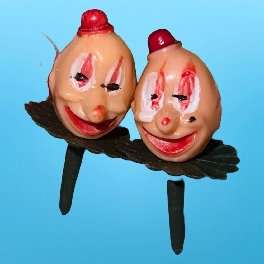 Vintage 1970s Wilton Clown Heads & Balloons Cake Toppers Cupcake Picks B17